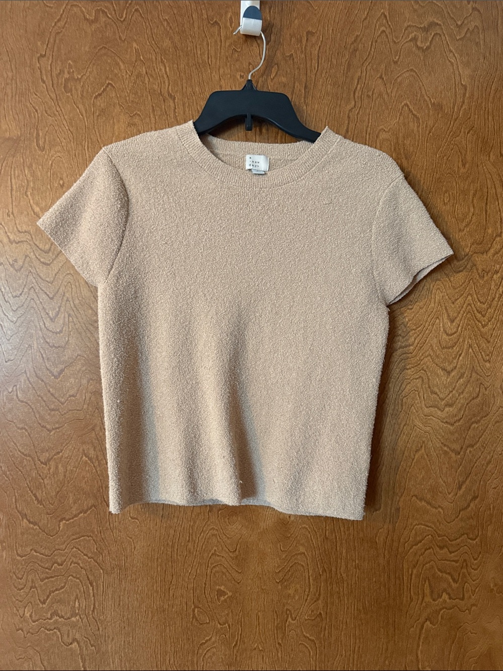 a new day Beige Textured Knit Short Sleeve Top